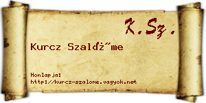 Kurcz Szalóme névjegykártya